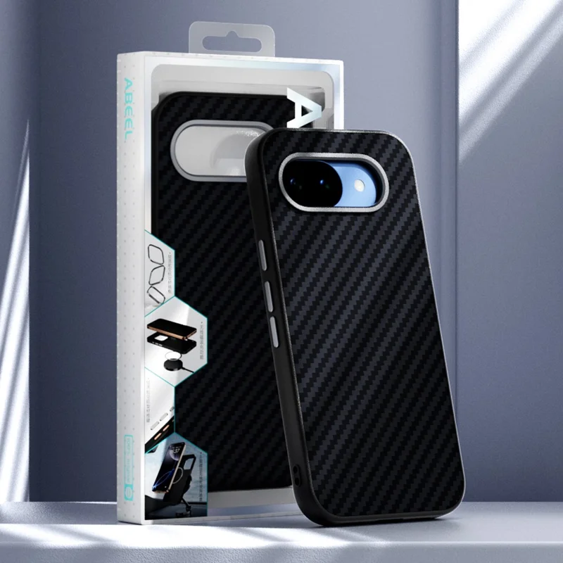 ABEEL For Google Pixel 10a Magnetic Case Carbon Fiber Texture Phone Back Cover - Black