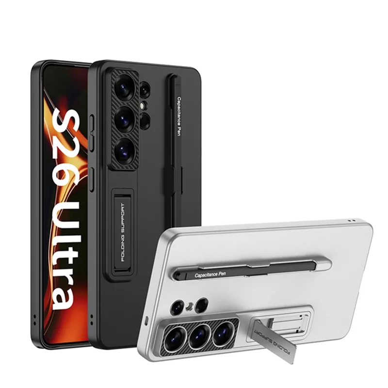 GKK Étui pour Samsung Galaxy S26 Ultra Étui arrière fin en PC avec support intégré et stylet - Noir