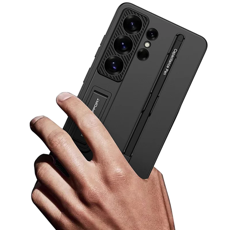 GKK Étui pour Samsung Galaxy S26 Ultra Étui arrière fin en PC avec support intégré et stylet - Noir