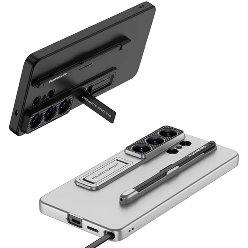 GKK Étui pour Samsung Galaxy S26 Ultra Étui arrière fin en PC avec support intégré et stylet - Noir