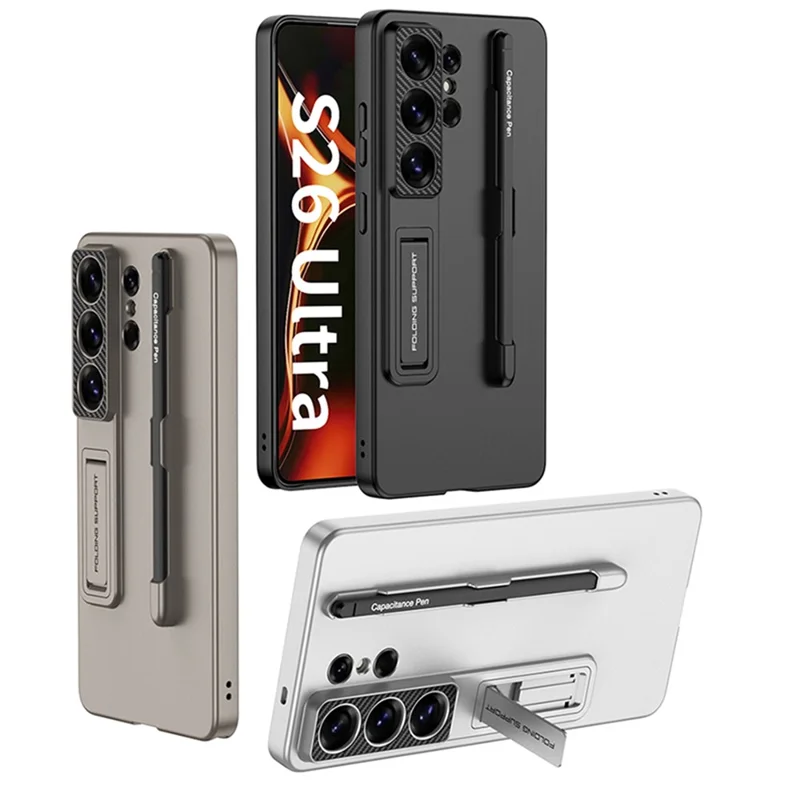 GKK Étui pour Samsung Galaxy S26 Ultra Étui arrière fin en PC avec support intégré et stylet - Noir