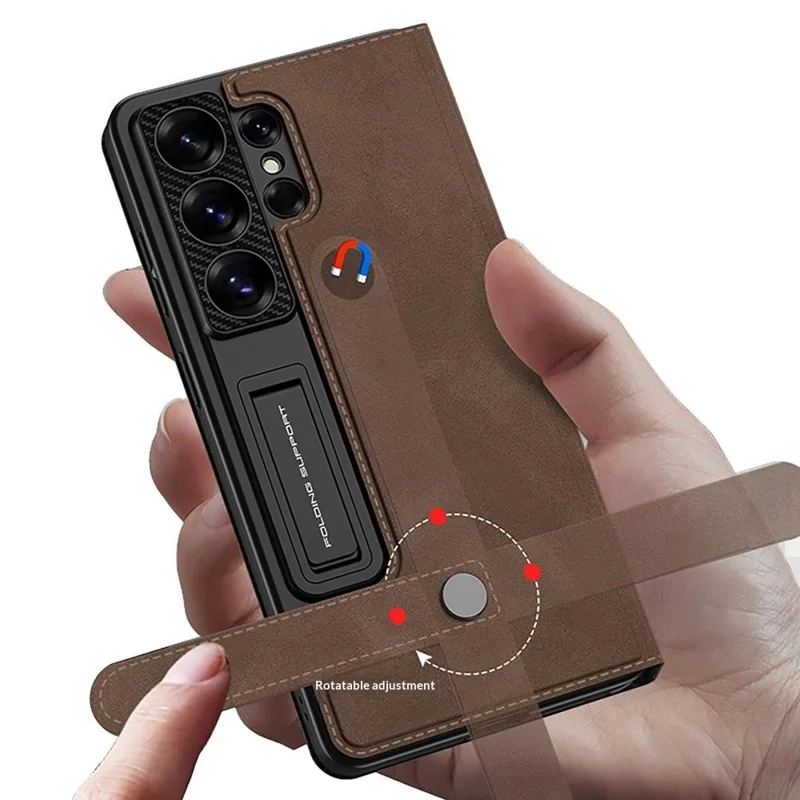 GKK Étui pour Samsung Galaxy S26 Ultra avec porte-cartes, support intégré, housse rabattable en cuir mat, fermeture magnétique - Noir