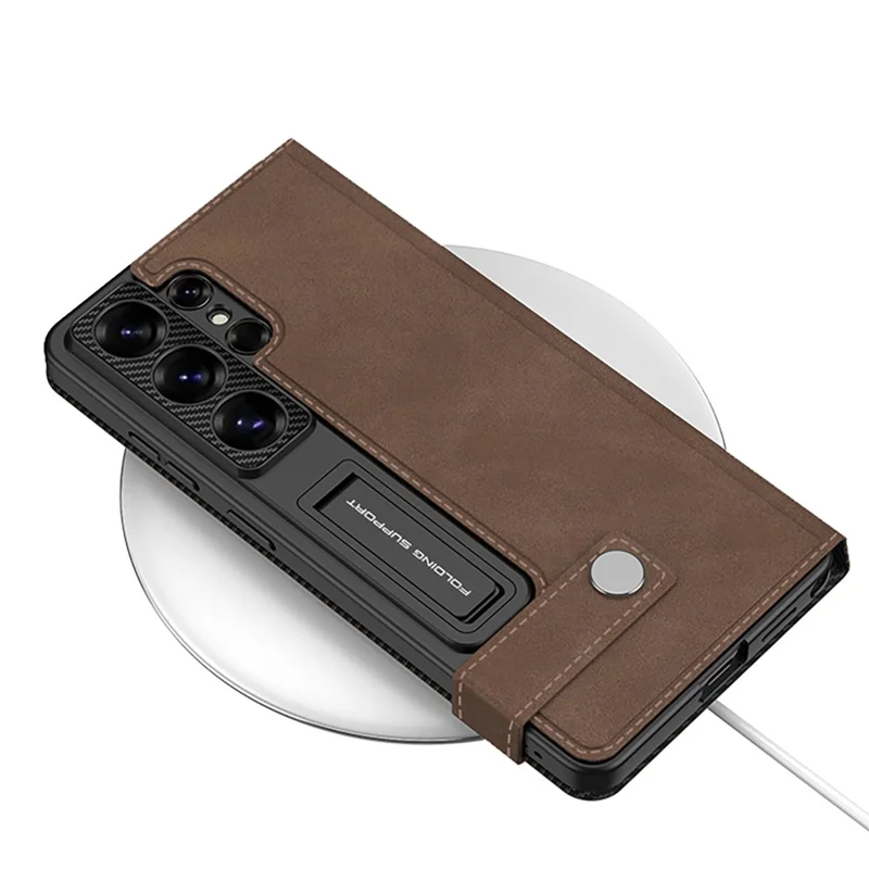 GKK Étui pour Samsung Galaxy S26 Ultra avec porte-cartes, support intégré, housse rabattable en cuir mat, fermeture magnétique - Noir