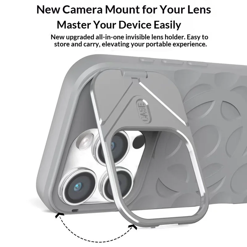 Achat en gros pour coque iPhone 13 Pro en TPU + PC avec support objectif pliable compatible MagSafe - Gris