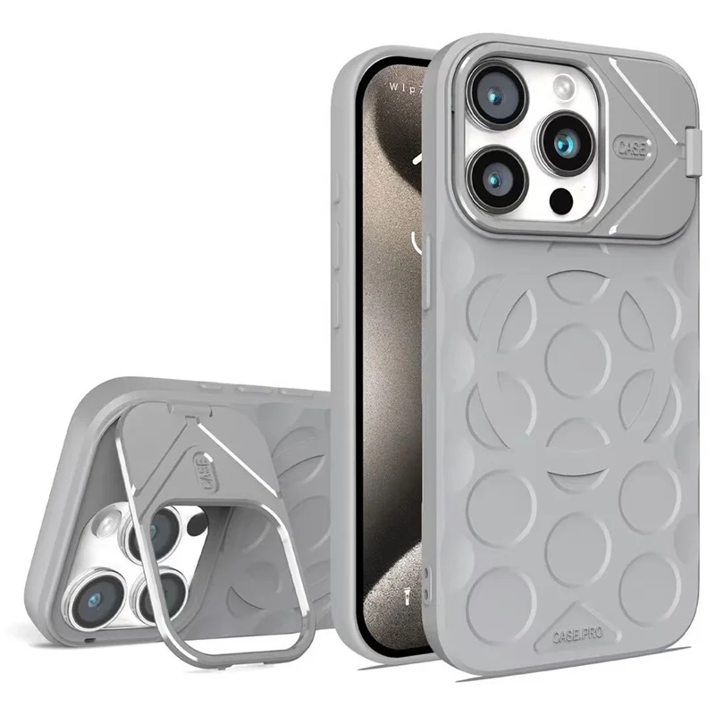 Compra em Volume para Capa iPhone 13 Pro Max TPU + PC com Suporte de Lente Dobrável Compatível com MagSafe - Cinzento