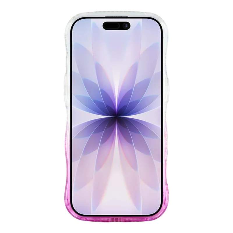 For iPhone 17 Case Glitter Epoxy Design TPU Phone Cover with Sparkly Rhinestone Decor Wave Frame - Gradient Purple