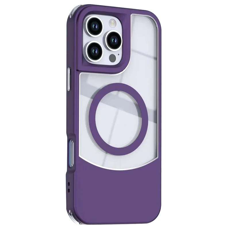 Kauf in Großmengen für iPhone 16 Pro Magnet-Case Skin Touch Kontrastfarbe PC + TPU Handyhülle kompatibel mit MagSafe - Lila