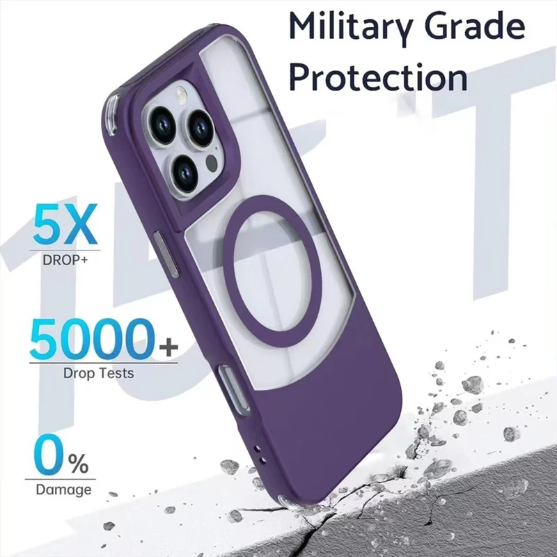 Kauf in Großmengen für iPhone 16 Pro Magnet-Case Skin Touch Kontrastfarbe PC + TPU Handyhülle kompatibel mit MagSafe - Lila