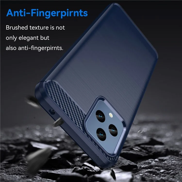 For T-Mobile REVVL 6 5G Shockproof Case Anti-Drop Flexible TPU Cover Brushed Carbon Fiber Texture Cell Phone Case - Blue