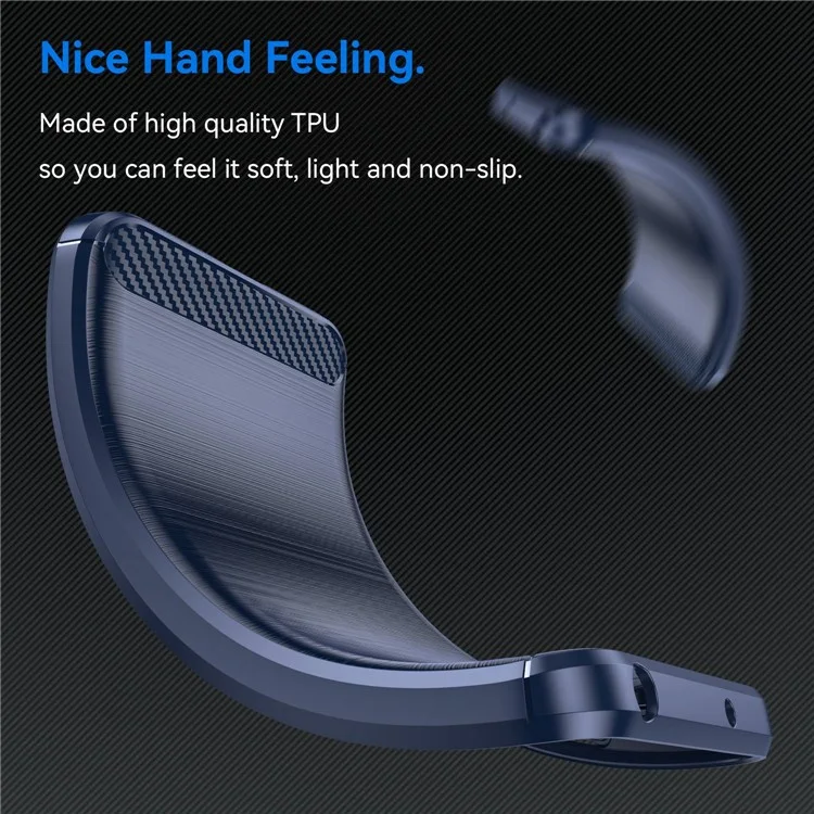 For T-Mobile REVVL 6 5G Shockproof Case Anti-Drop Flexible TPU Cover Brushed Carbon Fiber Texture Cell Phone Case - Blue