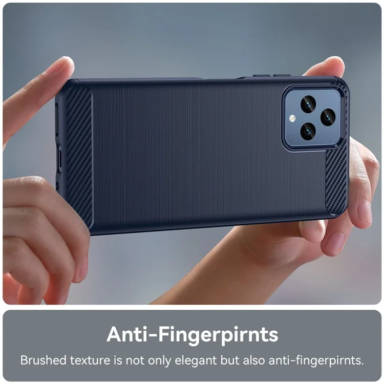 For T-Mobile REVVL 6 5G Shockproof Case Anti-Drop Flexible TPU Cover Brushed Carbon Fiber Texture Cell Phone Case - Blue