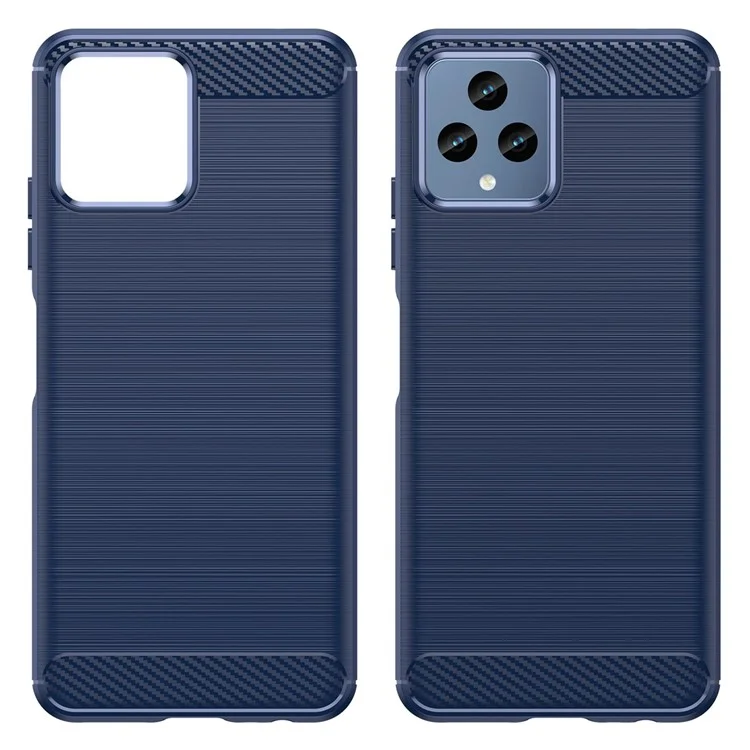 For T-Mobile REVVL 6 5G Shockproof Case Anti-Drop Flexible TPU Cover Brushed Carbon Fiber Texture Cell Phone Case - Blue