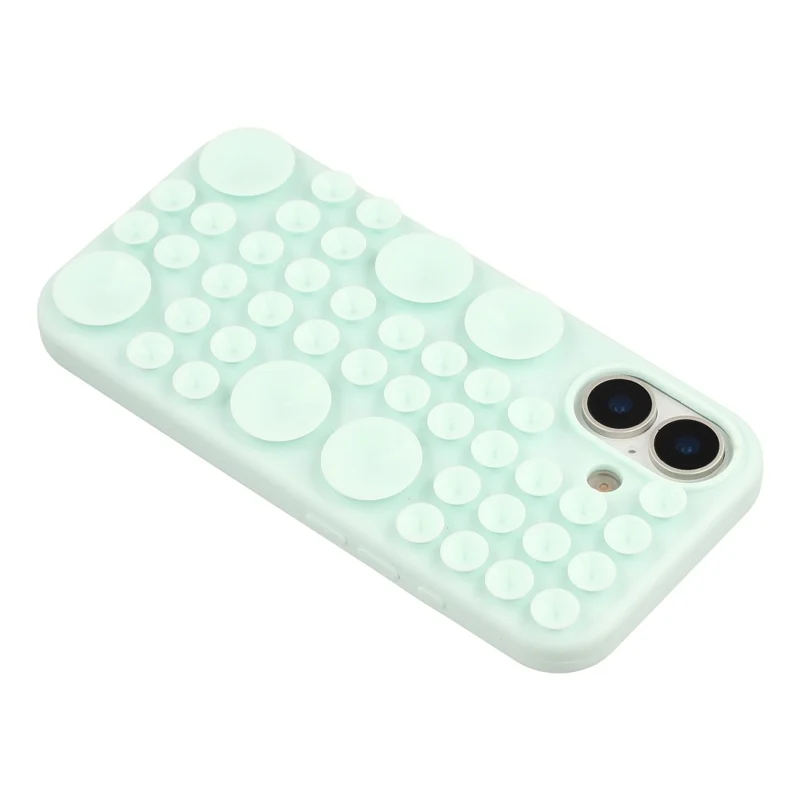 For iPhone 17 Case Suction Cup Silicone Phone Cover with Fabric Lining - Green