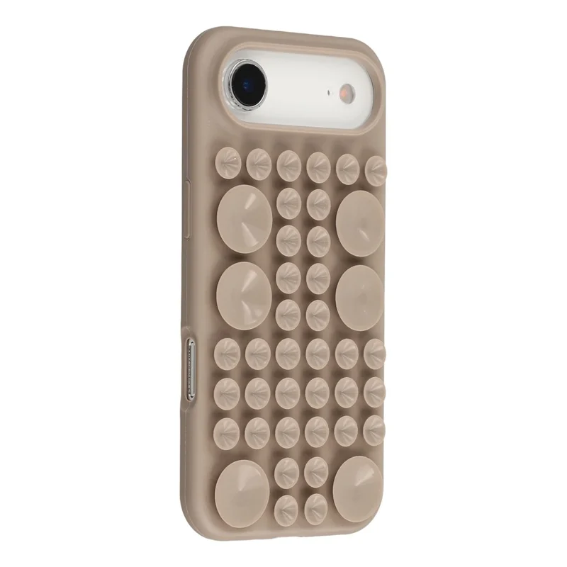 For iPhone Air Case Suction Cup Silicone Phone Cover with Fabric Lining - Titanium Grey
