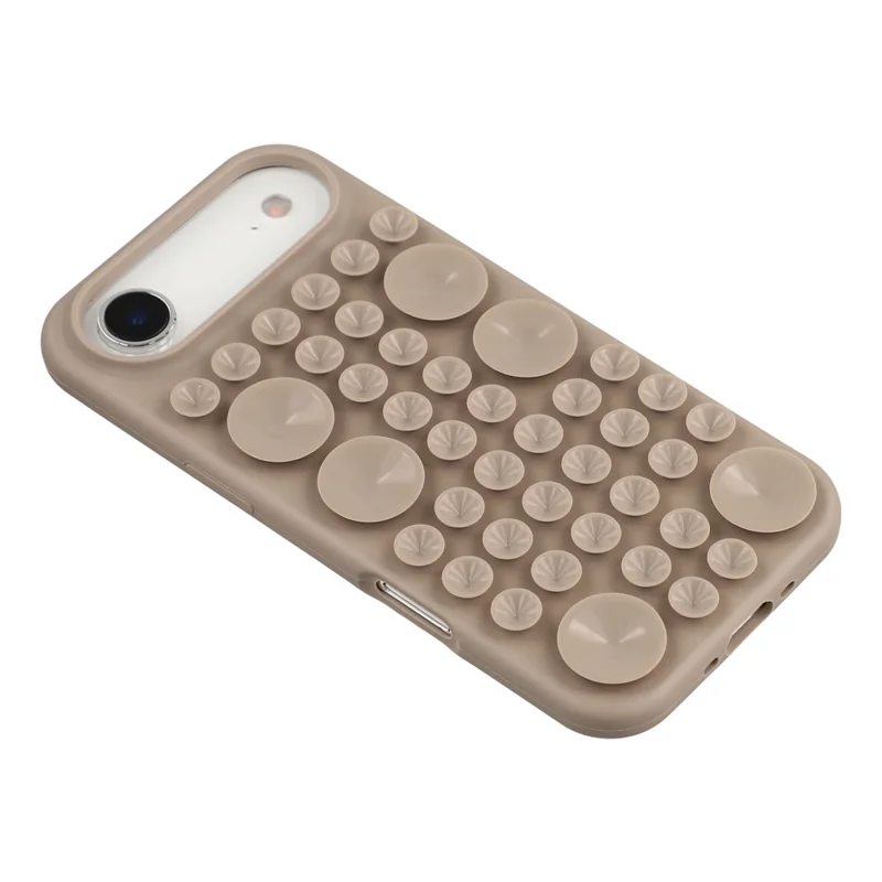 For iPhone Air Case Suction Cup Silicone Phone Cover with Fabric Lining - Titanium Grey