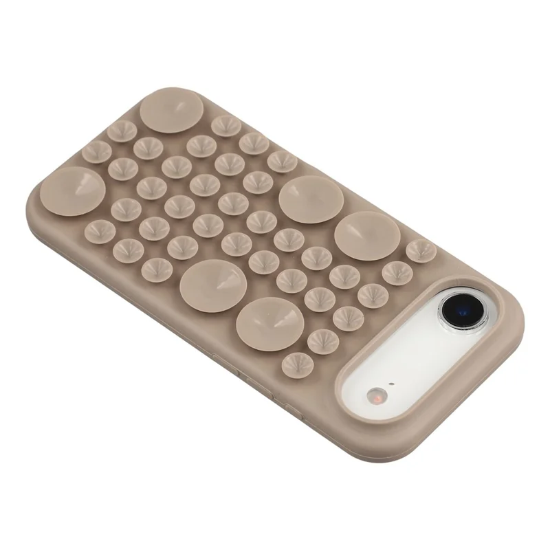 For iPhone Air Case Suction Cup Silicone Phone Cover with Fabric Lining - Titanium Grey