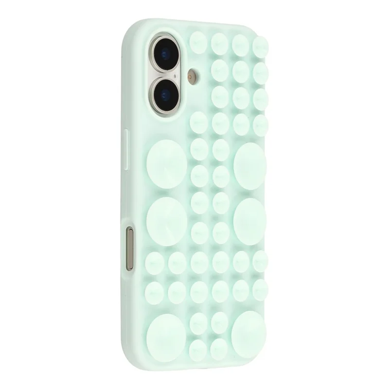 For iPhone 16 Case Suction Cup Silicone Phone Cover with Fabric Lining - Green