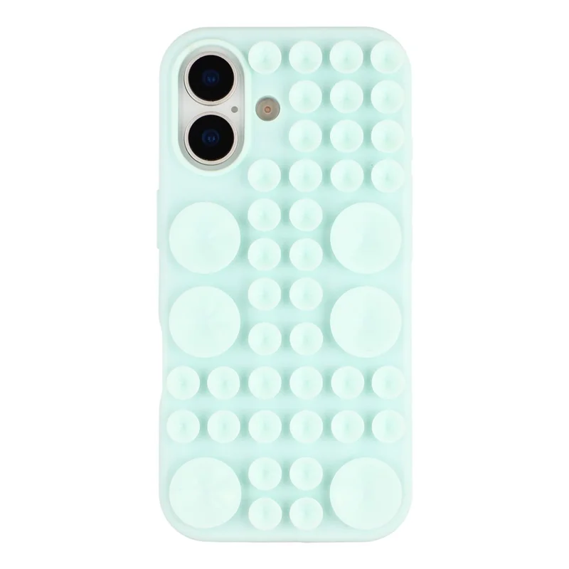 For iPhone 16 Case Suction Cup Silicone Phone Cover with Fabric Lining - Green
