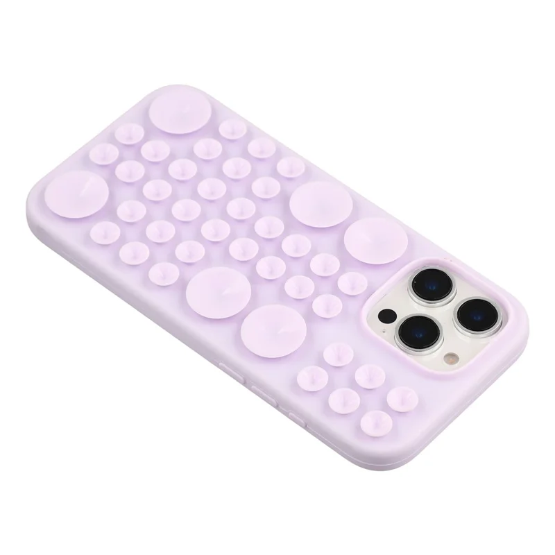 For iPhone 16 Pro Case Suction Cup Silicone Phone Cover with Fabric Lining - Light Purple