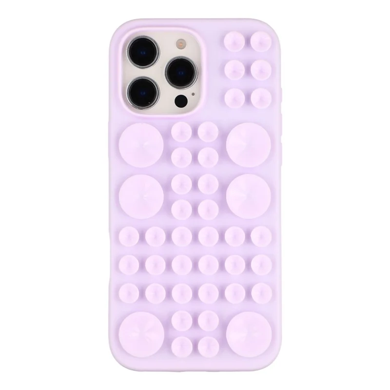 For iPhone 16 Pro Max Case Suction Cup Silicone Phone Cover with Fabric Lining - Light Purple