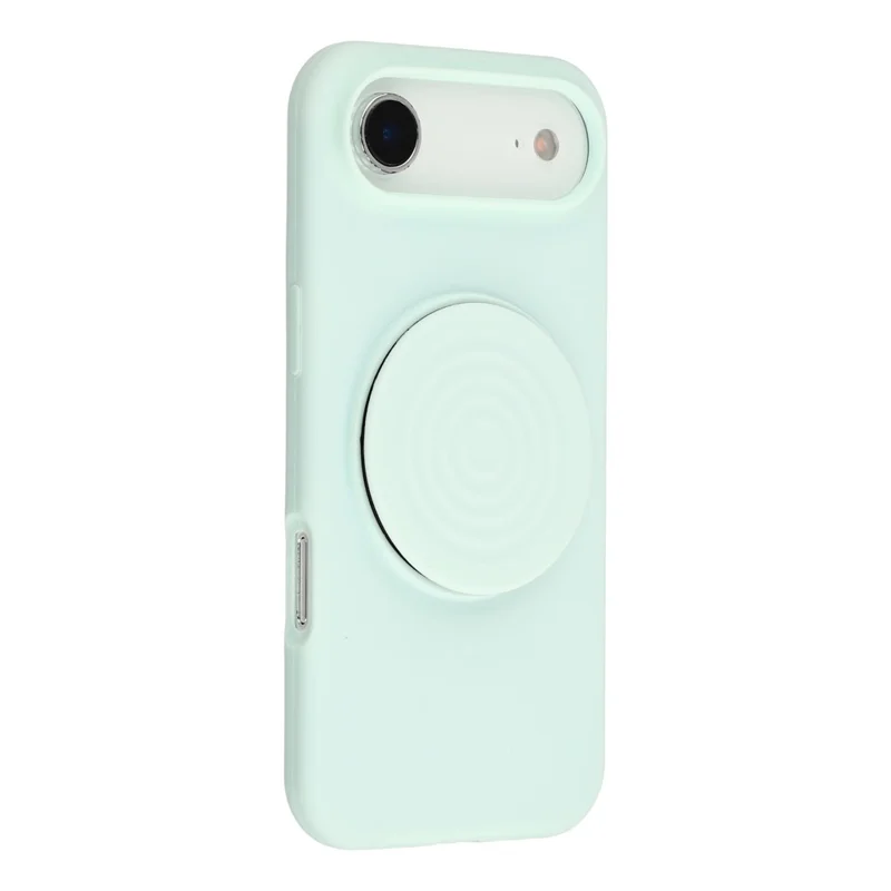 For iPhone Air Silicone Case Wave Pattern Folding Kickstand Phone Cover Built-In Soft Fabric Lining - Light Green