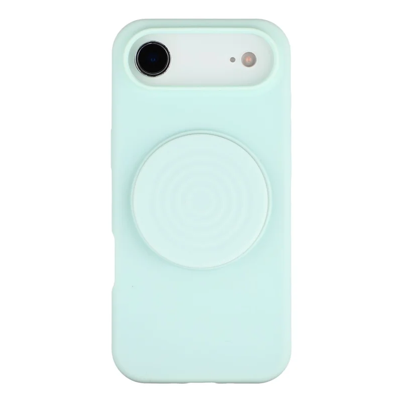 For iPhone Air Silicone Case Wave Pattern Folding Kickstand Phone Cover Built-In Soft Fabric Lining - Light Green
