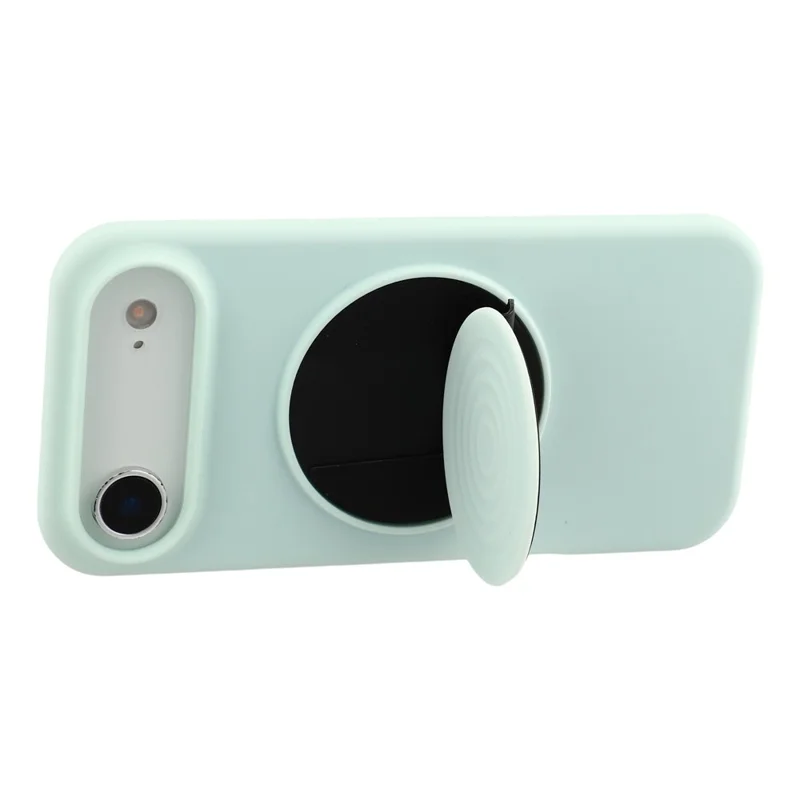 For iPhone Air Silicone Case Wave Pattern Folding Kickstand Phone Cover Built-In Soft Fabric Lining - Light Green