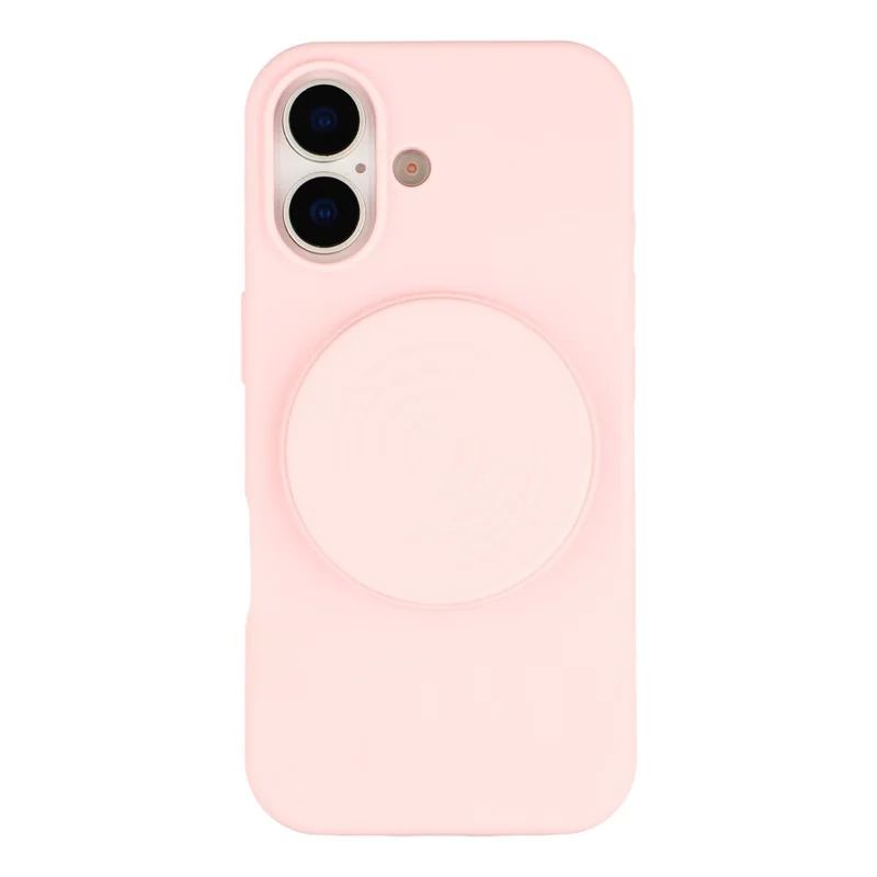 For iPhone 16 Silicone Case Wave Pattern Folding Kickstand Phone Cover Built-In Soft Fabric Lining - Pink