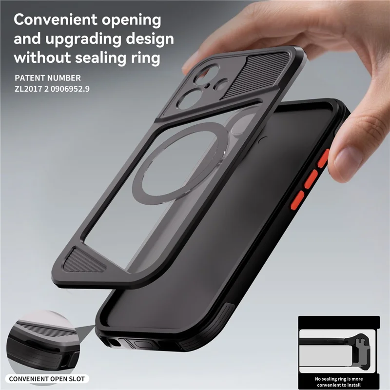 SHELLBOX Serie GTM per iPhone 17 Custodia Magnetica IP68 Impermeabile con Telaio in Metallo TPU PC Cover Subacquea