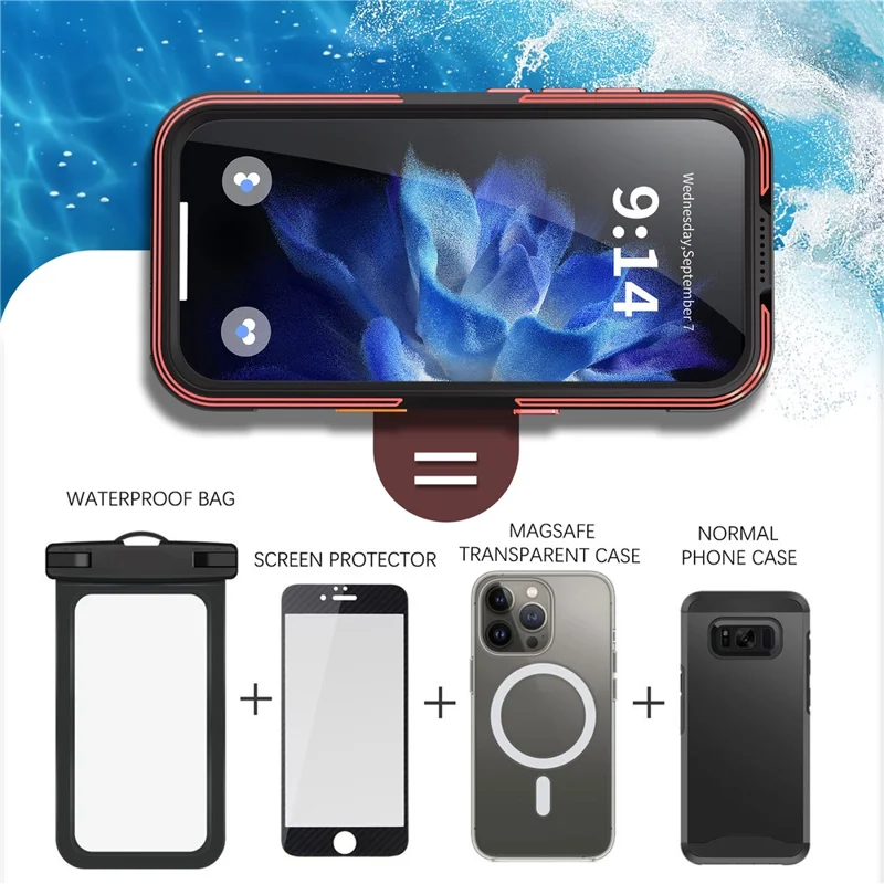 SHELLBOX Serie GTM per iPhone 17 Custodia Magnetica IP68 Impermeabile con Telaio in Metallo TPU PC Cover Subacquea