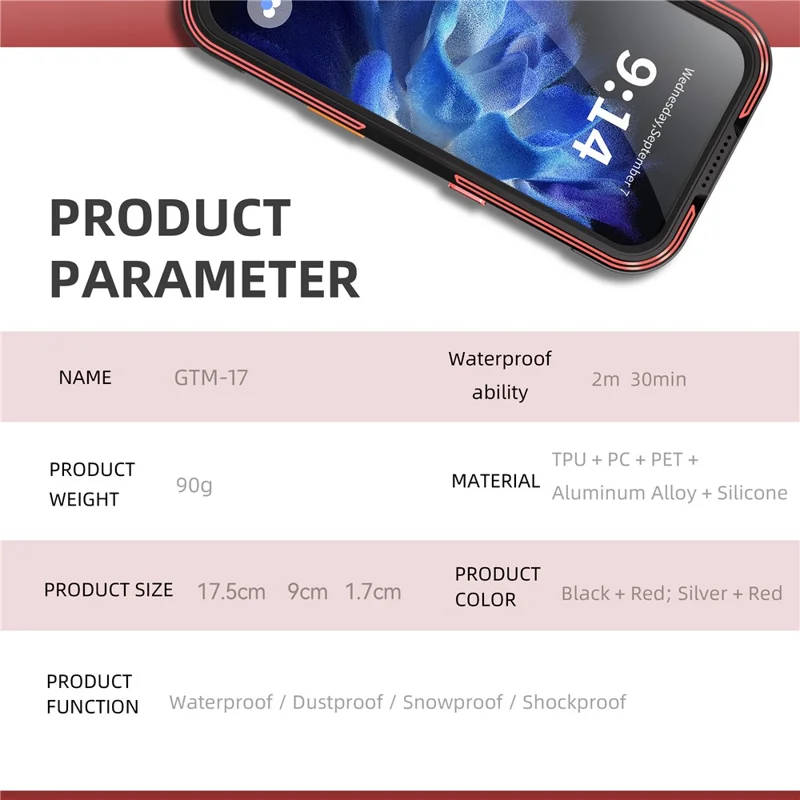 SHELLBOX Serie GTM per iPhone 17 Custodia Magnetica IP68 Impermeabile con Telaio in Metallo TPU PC Cover Subacquea