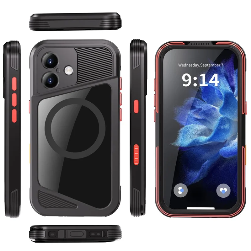 SHELLBOX Serie GTM per iPhone 17 Custodia Magnetica IP68 Impermeabile con Telaio in Metallo TPU PC Cover Subacquea