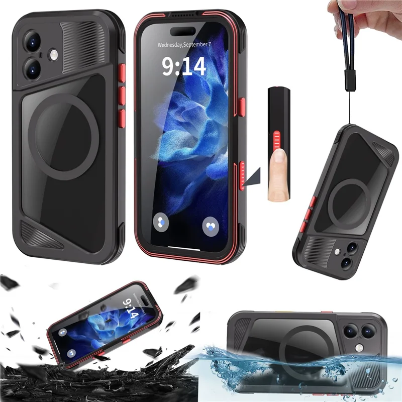 SHELLBOX Serie GTM per iPhone 17 Custodia Magnetica IP68 Impermeabile con Telaio in Metallo TPU PC Cover Subacquea