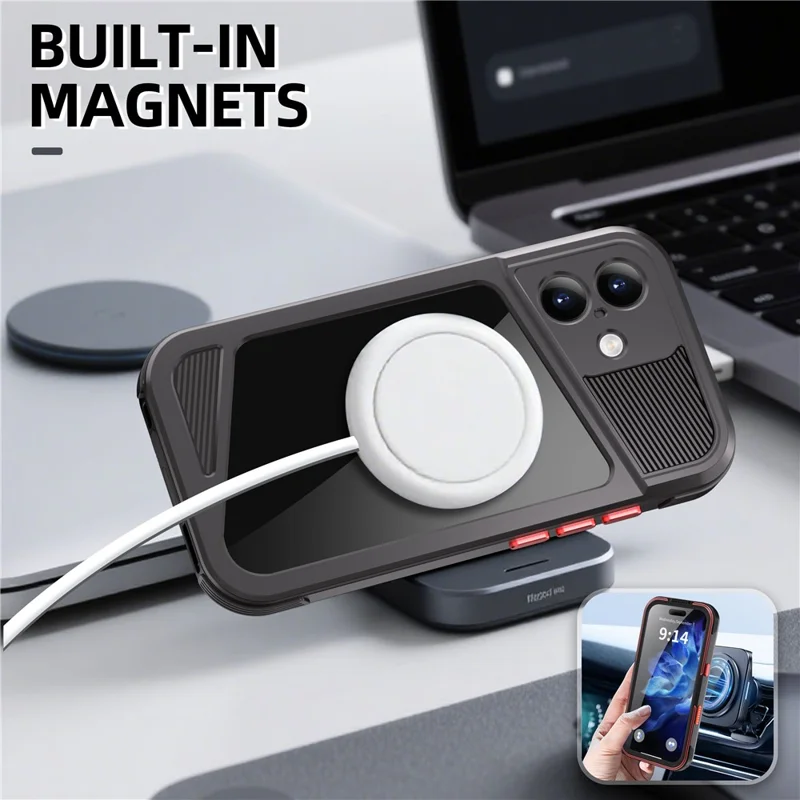 SHELLBOX Serie GTM per iPhone 17 Custodia Magnetica IP68 Impermeabile con Telaio in Metallo TPU PC Cover Subacquea