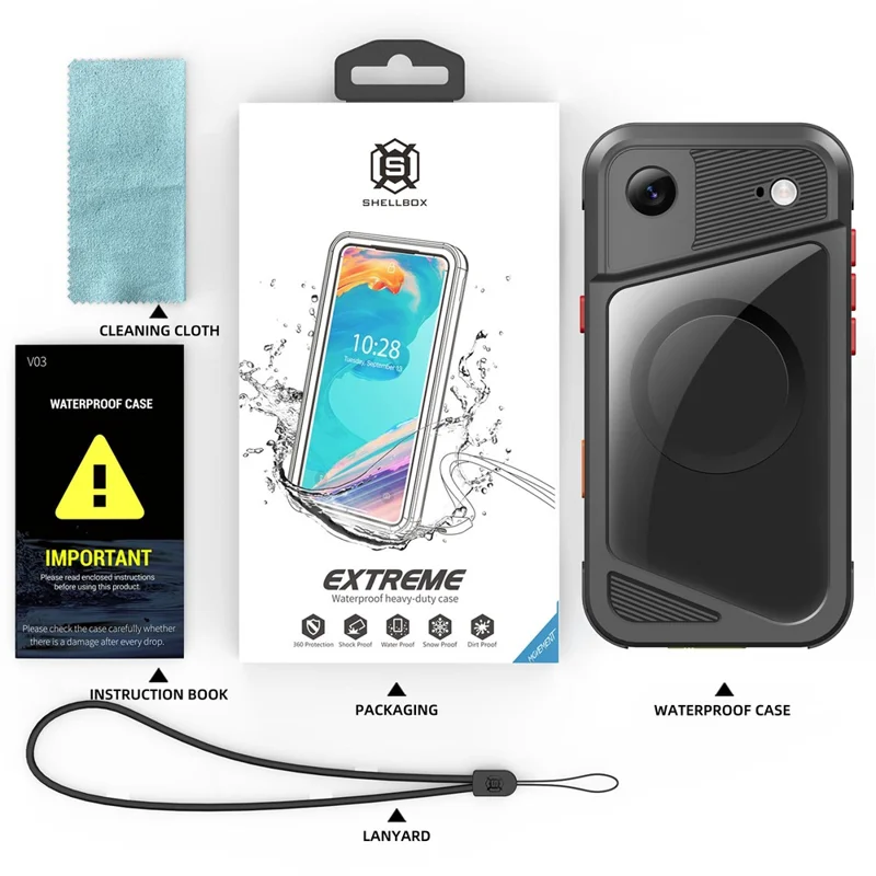 SHELLBOX Serie GTM per iPhone Custodia Magnetica Air con Telaio in Metallo TPU PC Impermeabile IP68 per Immersioni