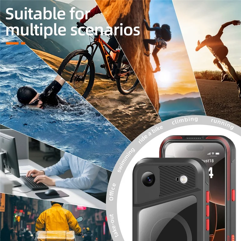 SHELLBOX Serie GTM per iPhone Custodia Magnetica Air con Telaio in Metallo TPU PC Impermeabile IP68 per Immersioni