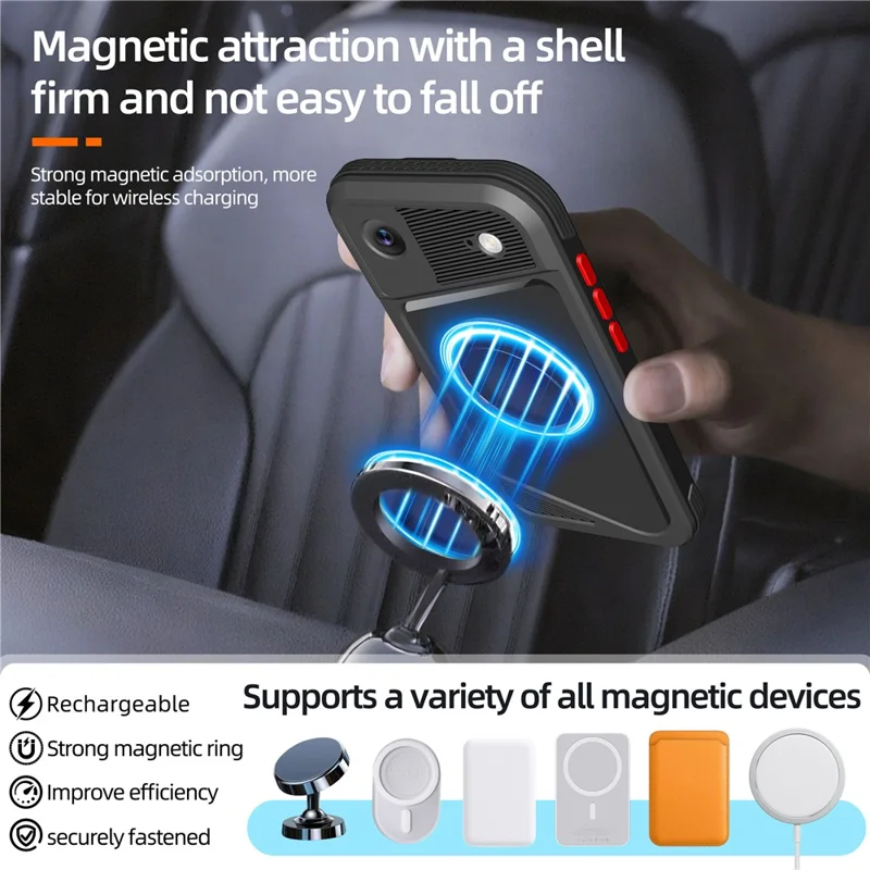 SHELLBOX Serie GTM per iPhone Custodia Magnetica Air con Telaio in Metallo TPU PC Impermeabile IP68 per Immersioni
