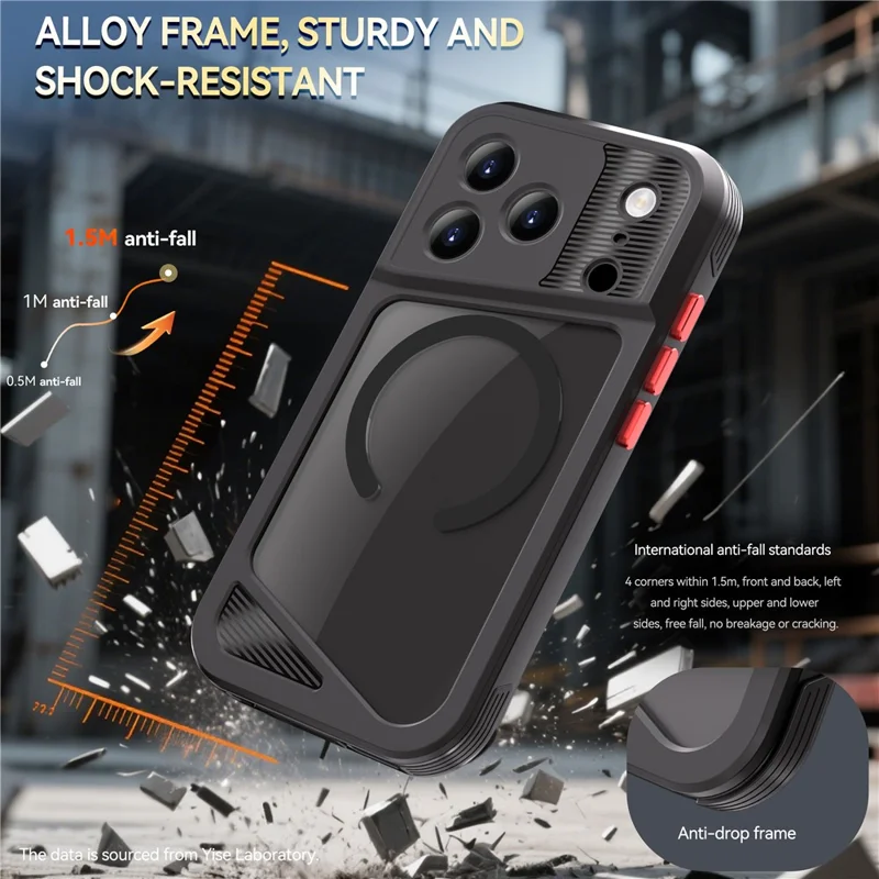 SHELLBOX Serie GTM per iPhone 17 Pro Custodia Magnetica IP68 Impermeabile con Telaio in Metallo TPU PC Cover Subacquea