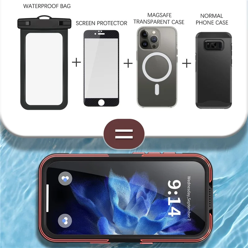 SHELLBOX Serie GTM per iPhone 17 Pro Custodia Magnetica IP68 Impermeabile con Telaio in Metallo TPU PC Cover Subacquea