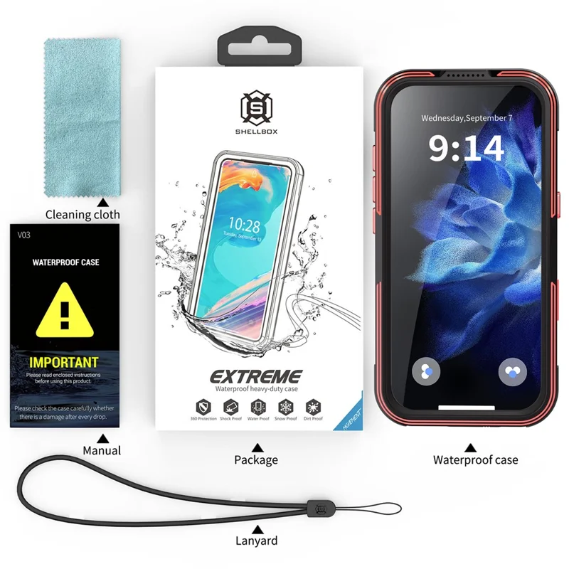 SHELLBOX Serie GTM per iPhone 17 Pro Custodia Magnetica IP68 Impermeabile con Telaio in Metallo TPU PC Cover Subacquea
