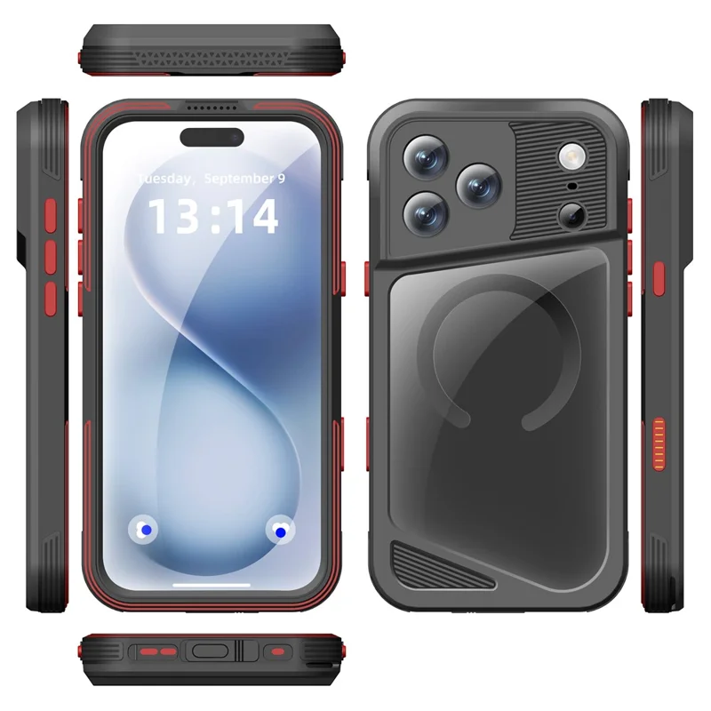 SHELLBOX Serie GTM per iPhone 17 Pro Max Custodia Magnetica IP68 Impermeabile con Telaio in Metallo TPU PC Cover Subacquea