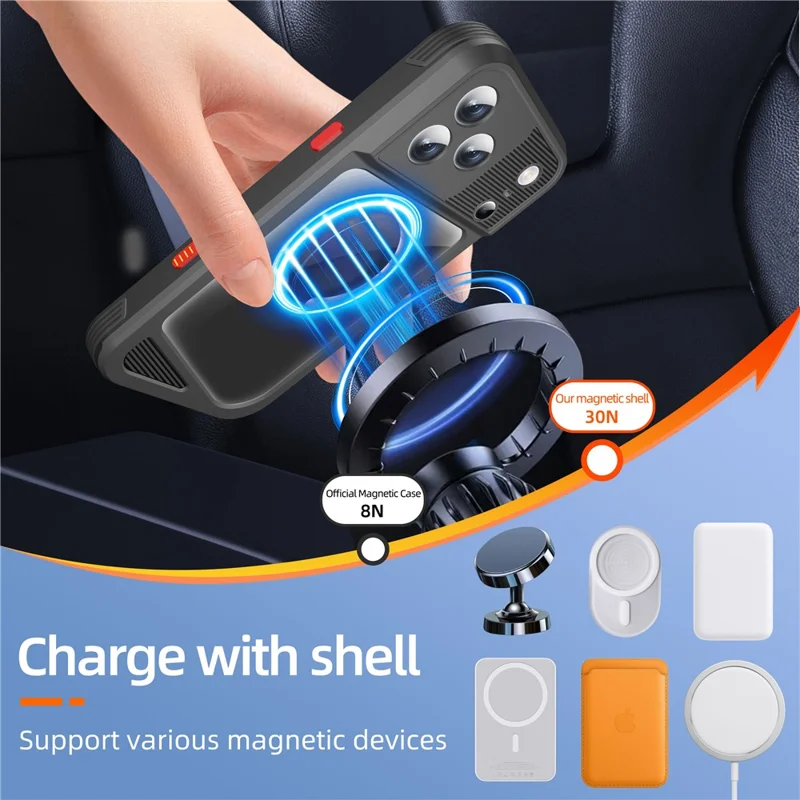 SHELLBOX Serie GTM per iPhone 17 Pro Max Custodia Magnetica IP68 Impermeabile con Telaio in Metallo TPU PC Cover Subacquea