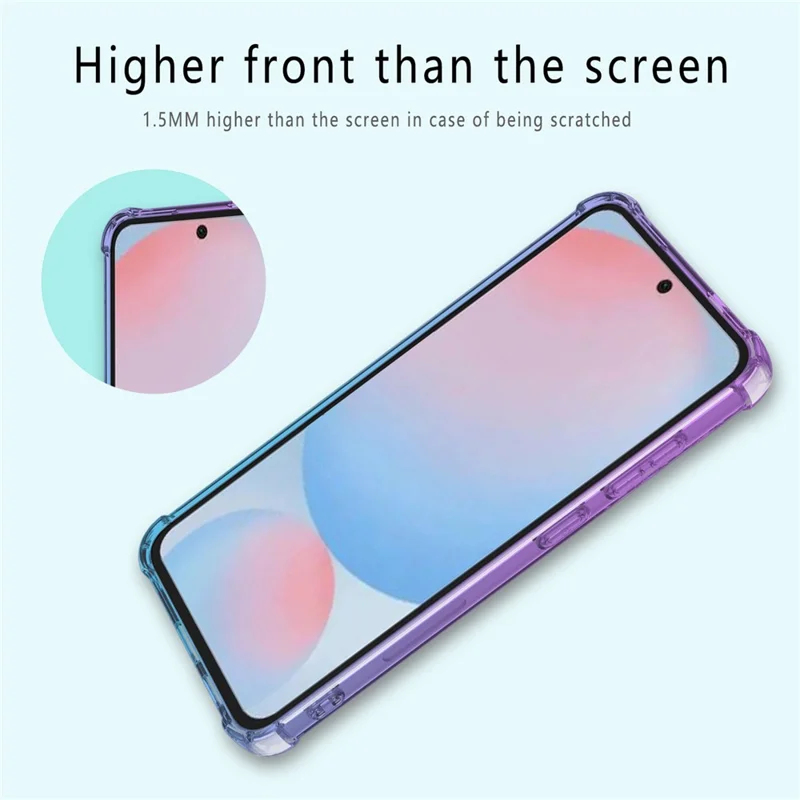 For Samsung Galaxy A56 5G Case Gradient Farve TPU Telefon Case Mod Fald Telefon Cover - Lilla / Blå