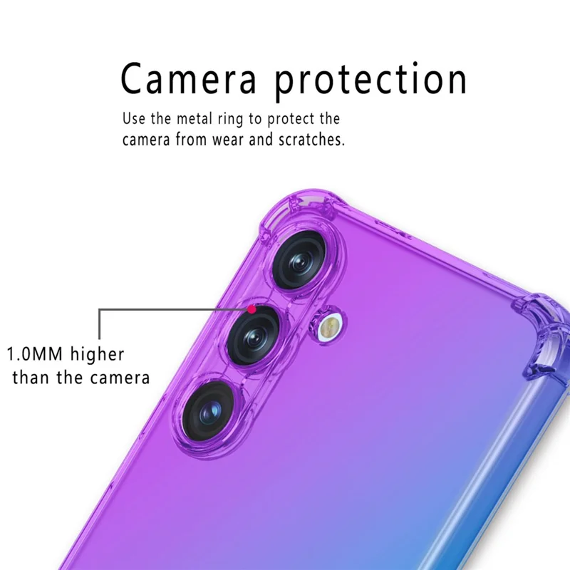 For Samsung Galaxy A26 5G Case Gradient Farve TPU Telefon Case Mod Fald Telefon Cover - Lilla / Blå
