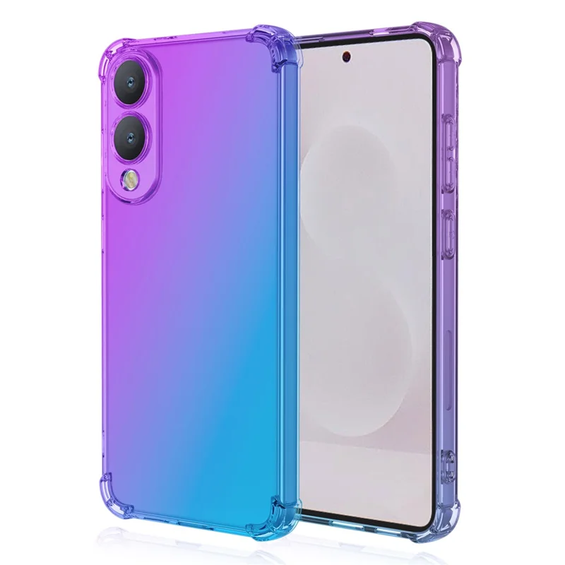 Чехол для Samsung Galaxy S25 Edge, градиентный цветной чехол из ТПУ, ударопрочный чехол для телефона — фиолетовый / синий