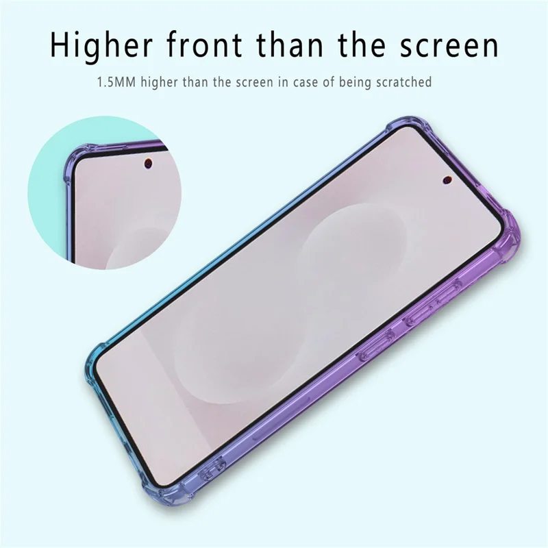 Чехол для Samsung Galaxy S25 Edge, градиентный цветной чехол из ТПУ, ударопрочный чехол для телефона — фиолетовый / синий