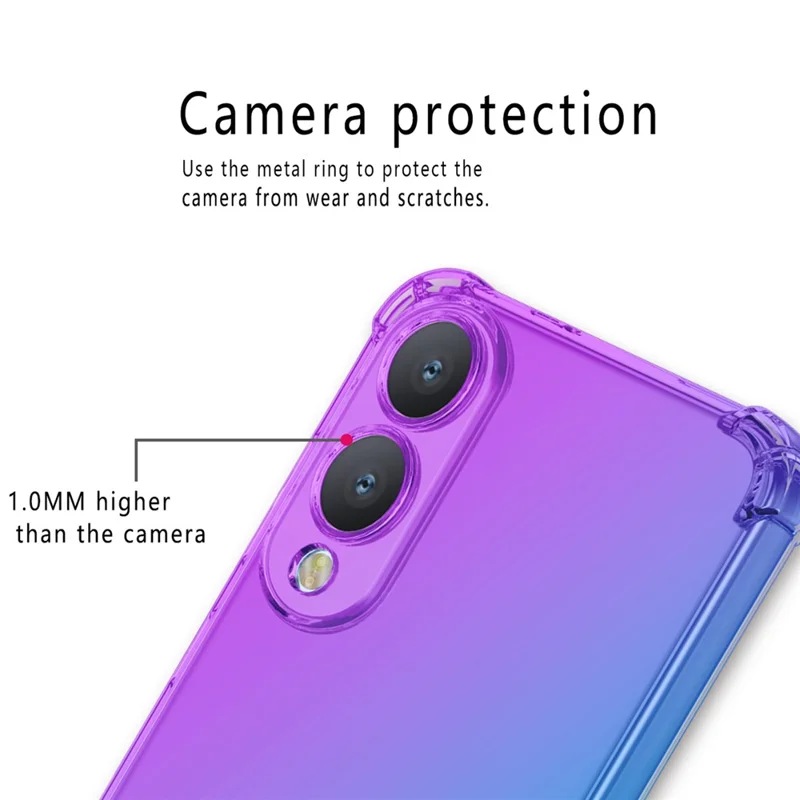 Чехол для Samsung Galaxy S25 Edge, градиентный цветной чехол из ТПУ, ударопрочный чехол для телефона — фиолетовый / синий