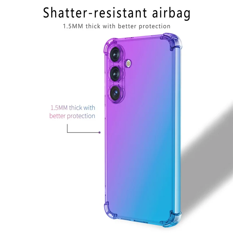 Voor Samsung Galaxy S25 Hoesje Gradiënt Kleur TPU Telefoonhoesje Anti-Drop Beschermhoes - Paars / Blauw
