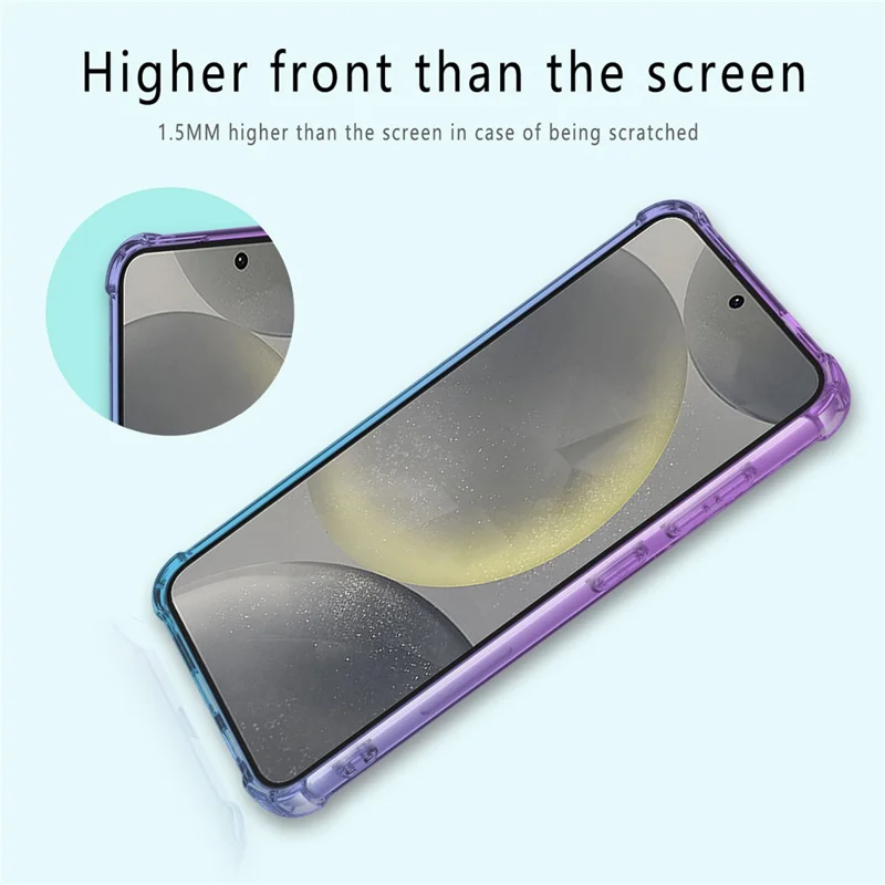 Voor Samsung Galaxy S25 Hoesje Gradiënt Kleur TPU Telefoonhoesje Anti-Drop Beschermhoes - Paars / Blauw