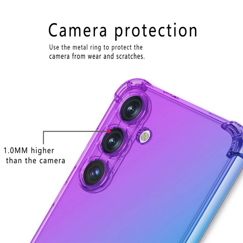 Voor Samsung Galaxy S25 Hoesje Gradiënt Kleur TPU Telefoonhoesje Anti-Drop Beschermhoes - Paars / Blauw
